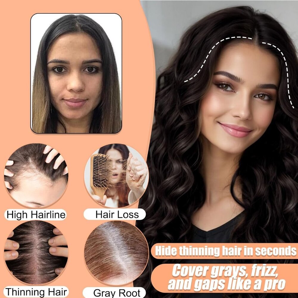 20" Wavy Hair Topper Thinning Hair Coverage Clip-In Bangs Natural Fluffy - Picture 2 of 6